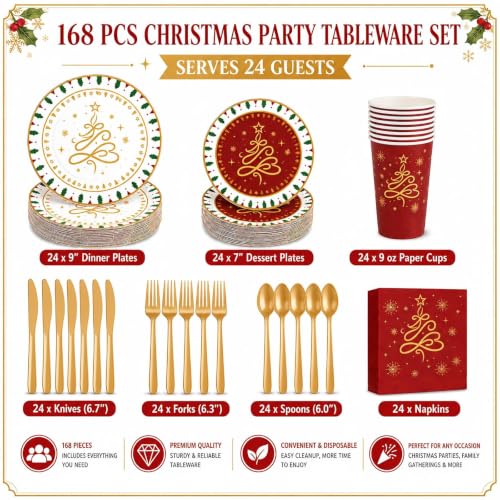 168-Piece Christmas Tableware Set