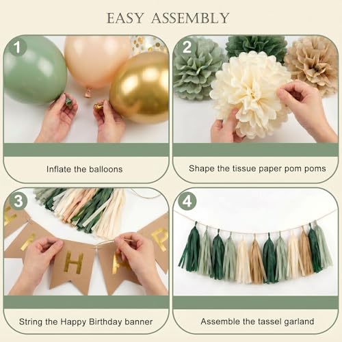 Sage Green Birthday Decoration Set