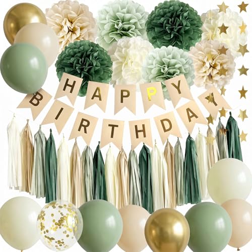 Sage Green Birthday Decoration Set