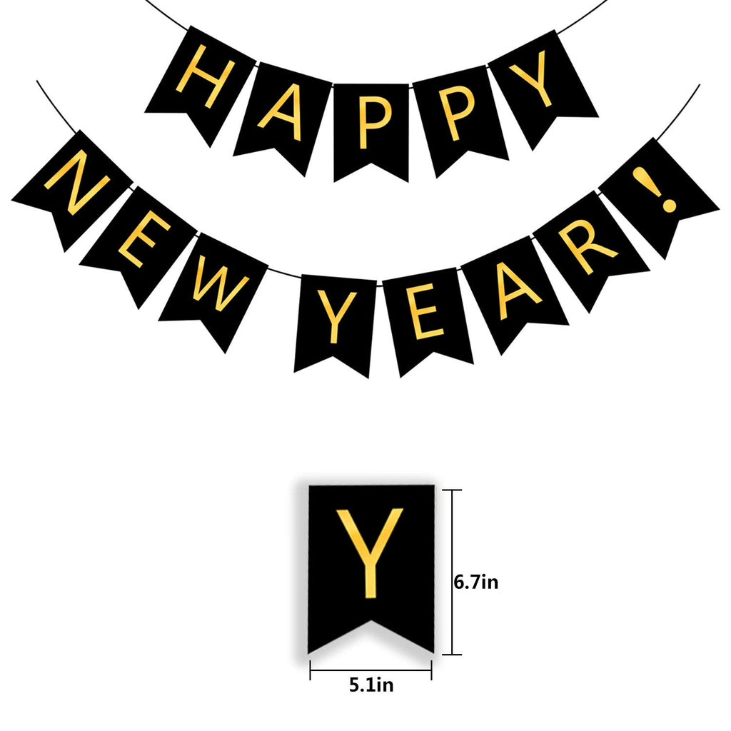 Black & Gold Happy New Year Banner