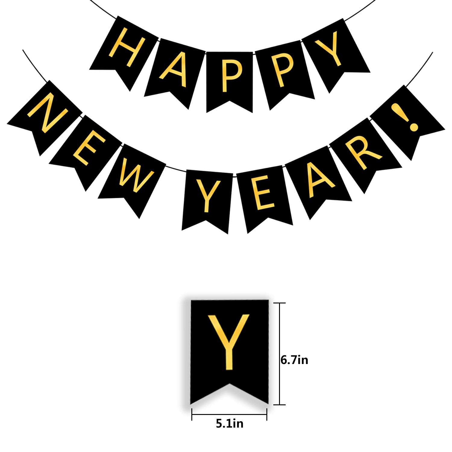 Black & Gold Happy New Year Banner