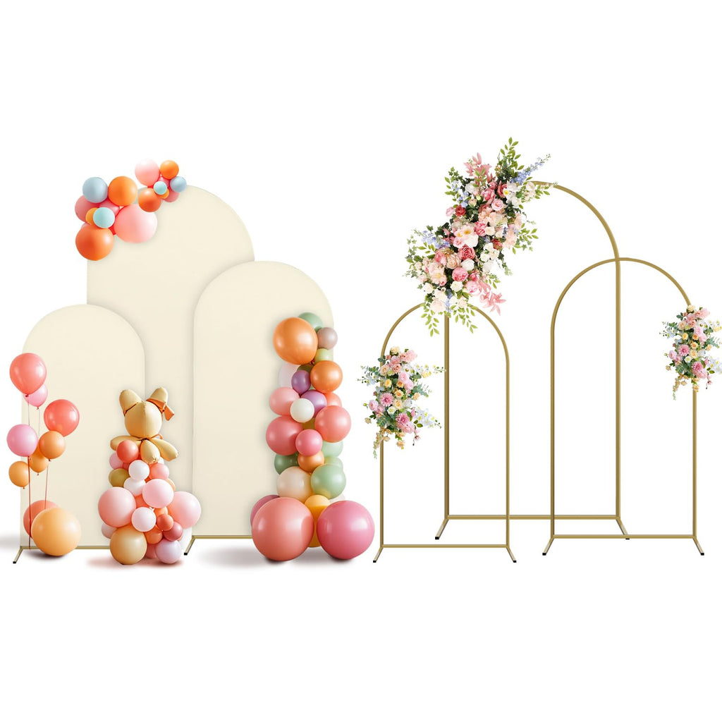 3-Piece Gold Arch Backdrop Stand Set