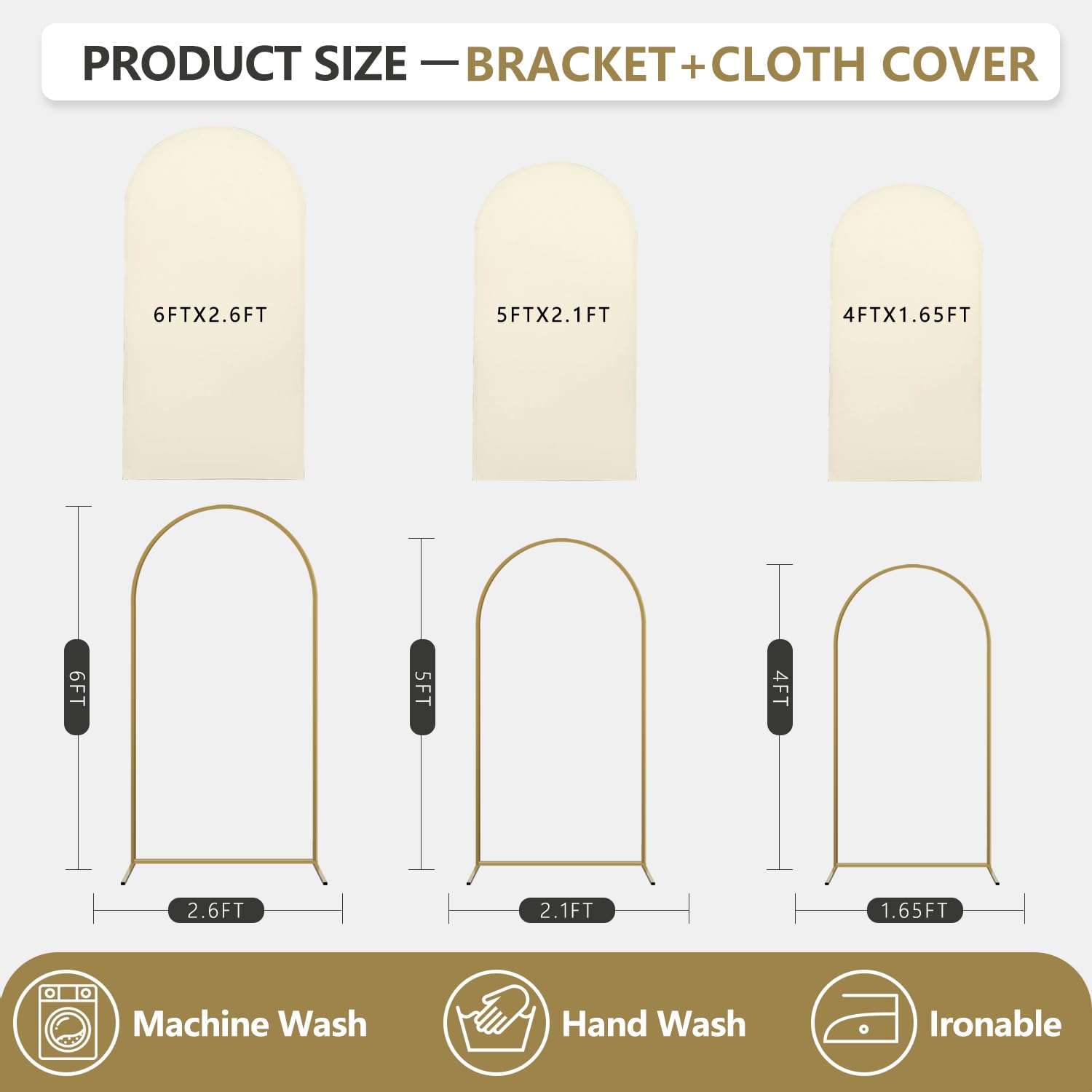 3-Piece Gold Arch Backdrop Stand Set