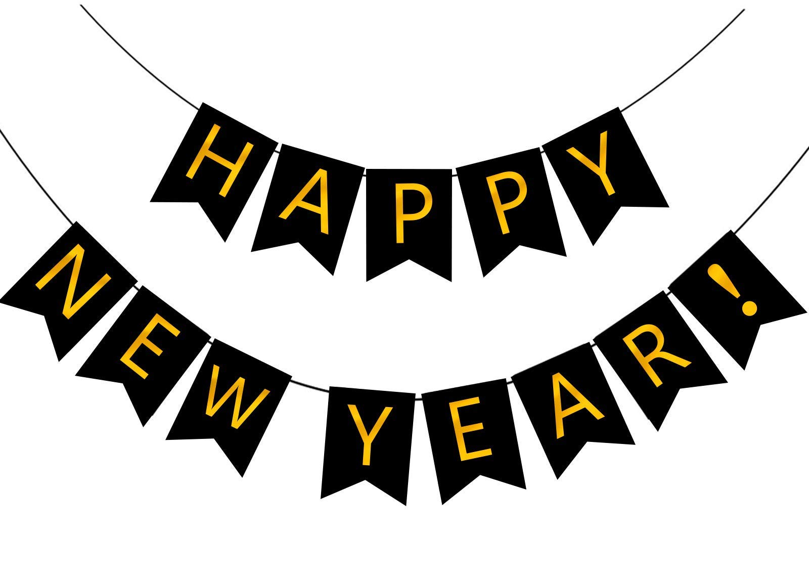 Black & Gold Happy New Year Banner