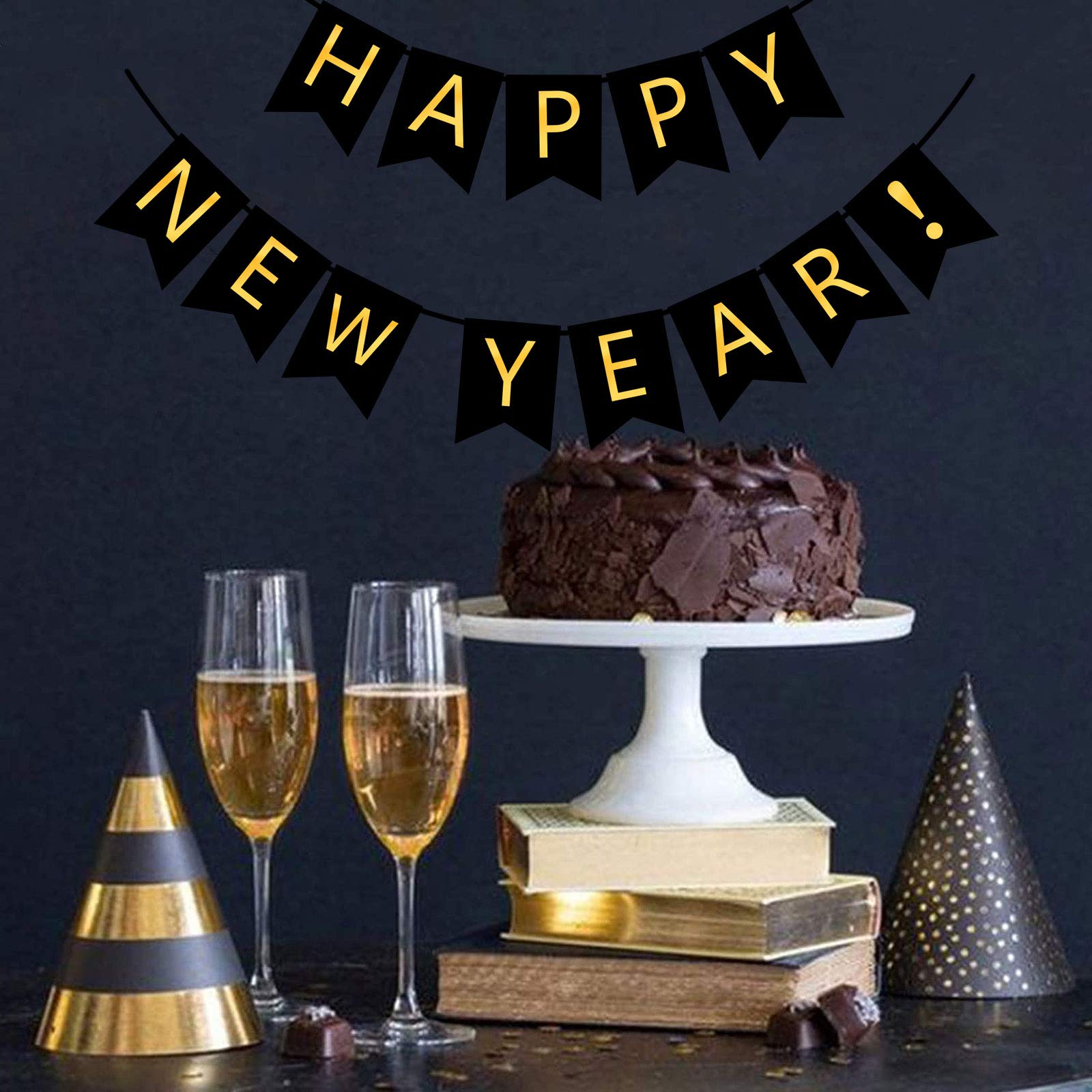 Black & Gold Happy New Year Banner