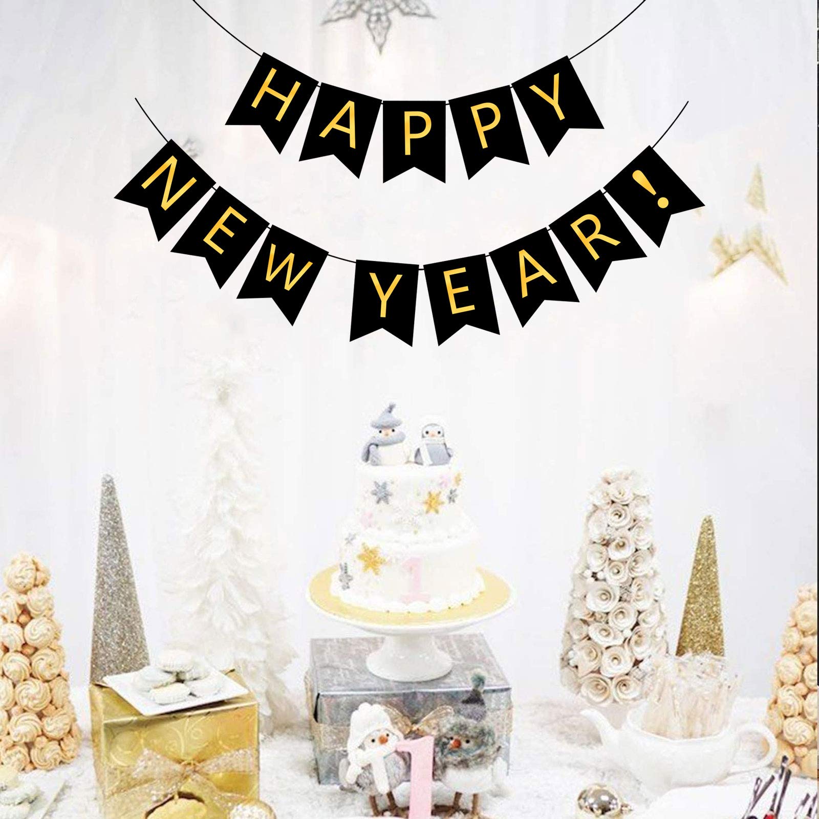 Black & Gold Happy New Year Banner