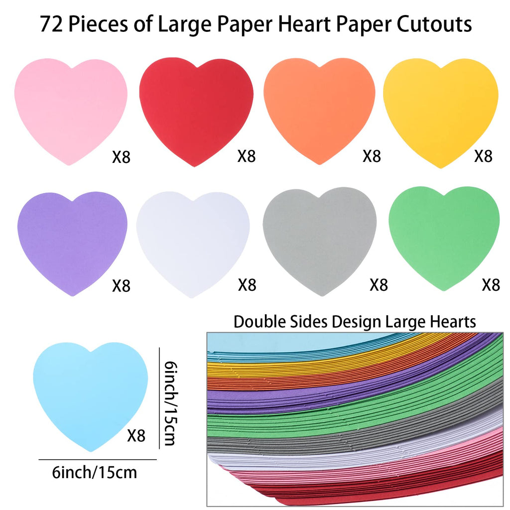 72-Piece Heart Paper Cutouts