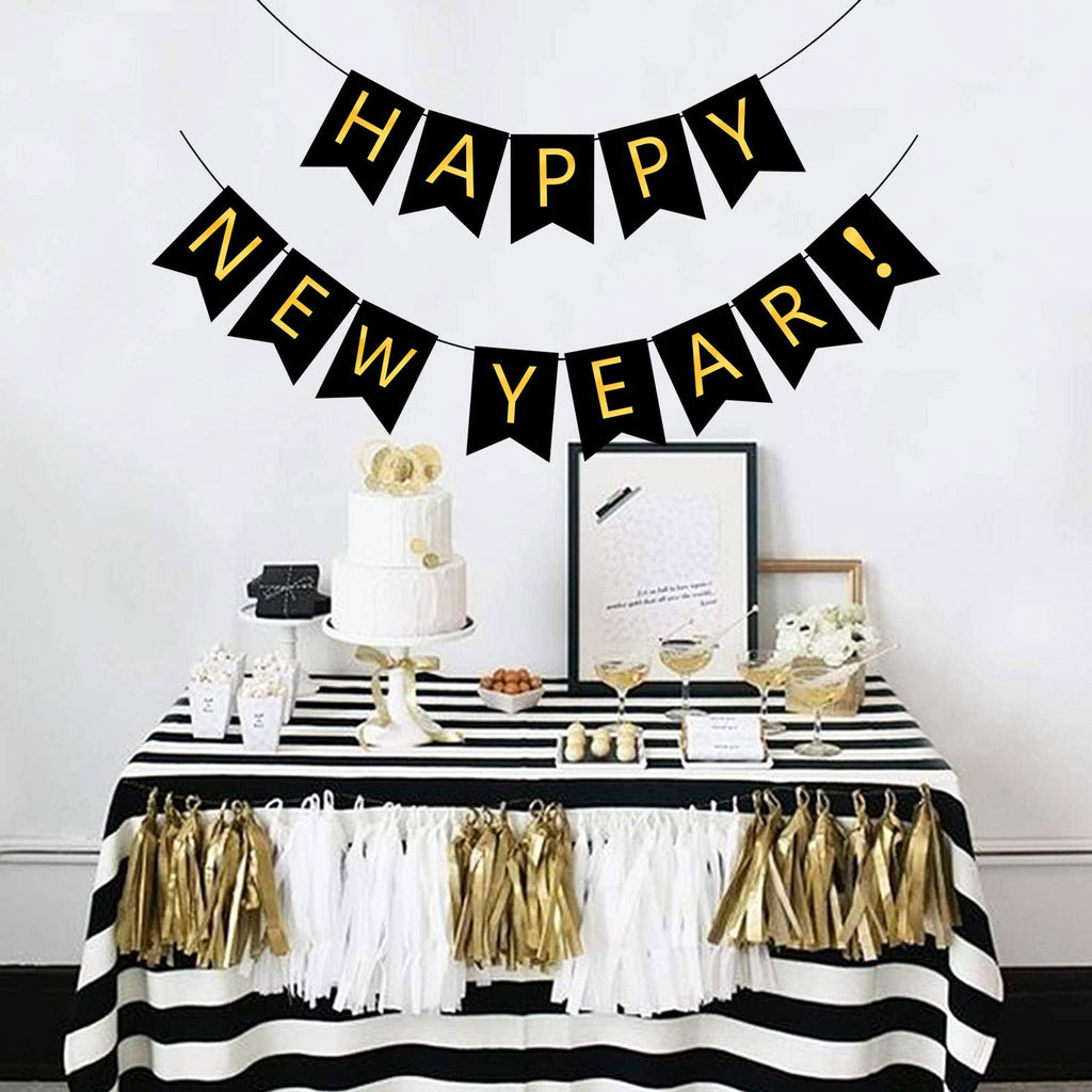 Black & Gold Happy New Year Banner
