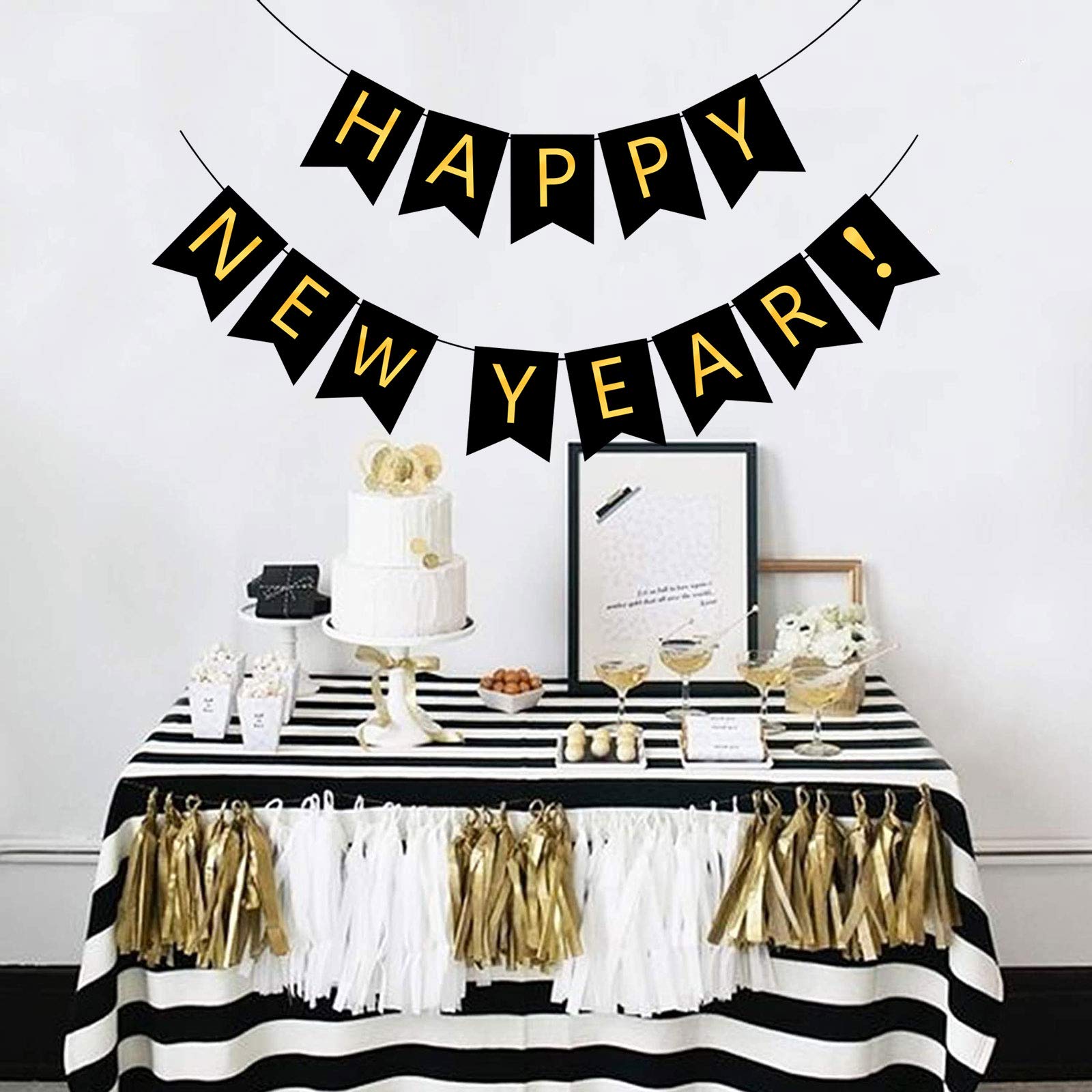 Black & Gold Happy New Year Banner