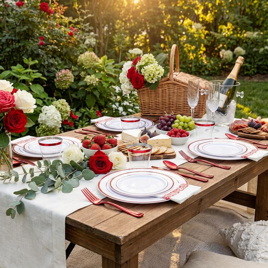 700-Piece Red Disposable Dinnerware Set
