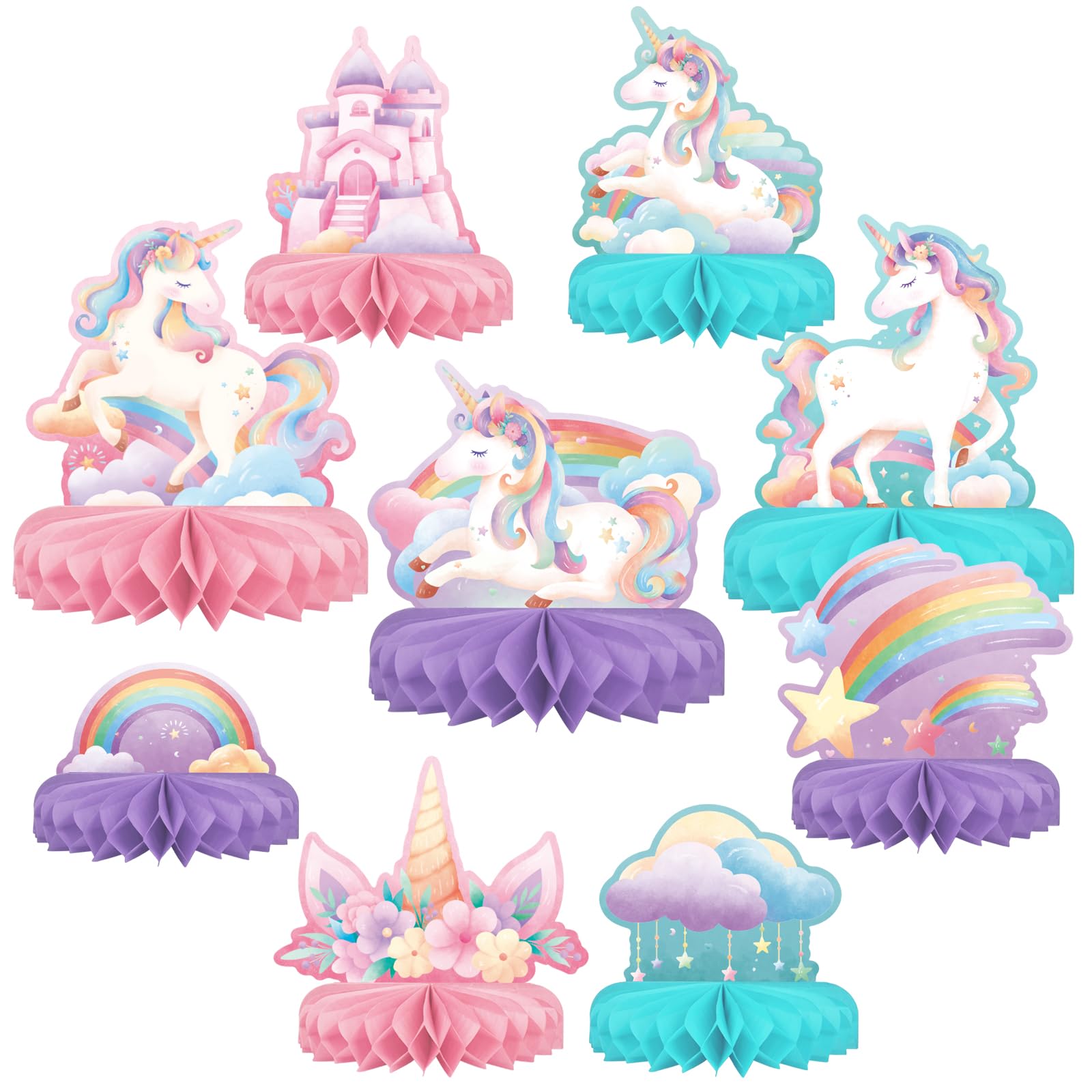 Birthday Decorations Set - Birthday Themed Honeycomb Centerpiece, Table Decoration for Kids' Birthday Party Supplies