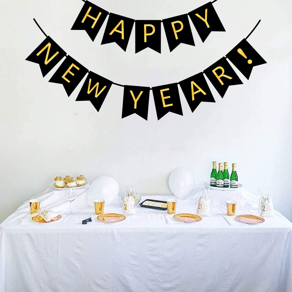 Black & Gold Happy New Year Banner