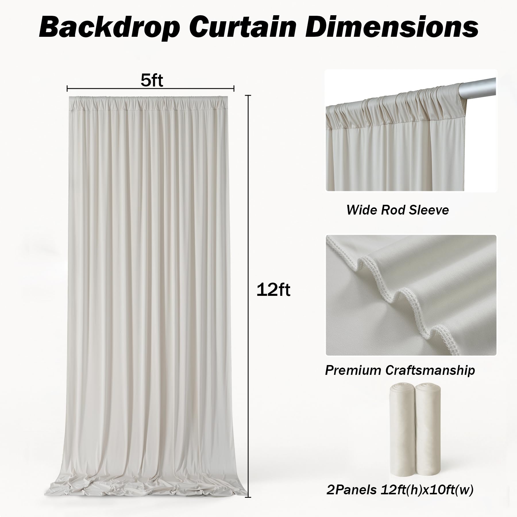 12 ft Backdrop Curtains for Weddings, Birthdays and Photos