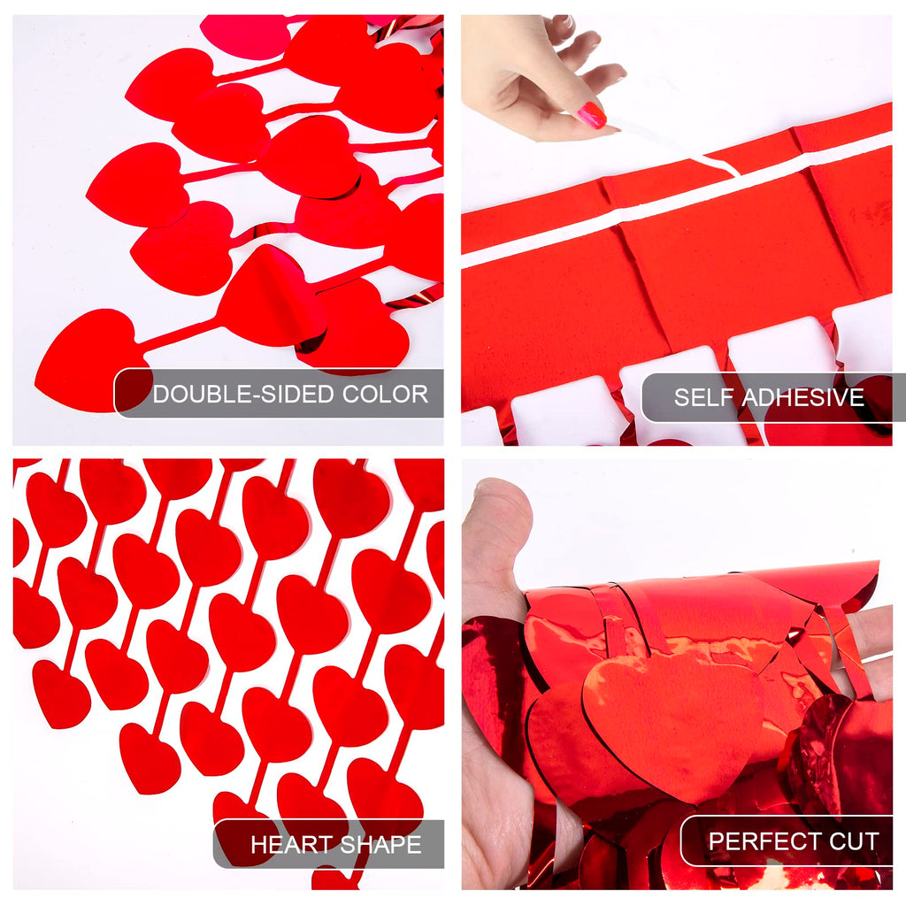 Valentine's Day Party Decorations Red Heart Foil Fringe Curtains