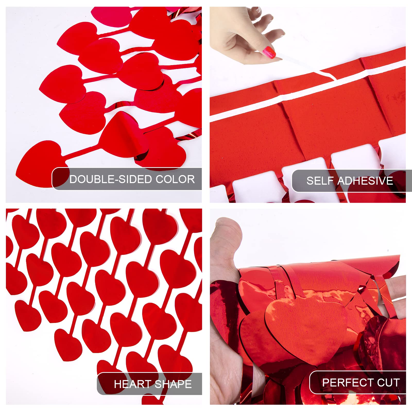 Valentine's Day Party Decorations Red Heart Foil Fringe Curtains