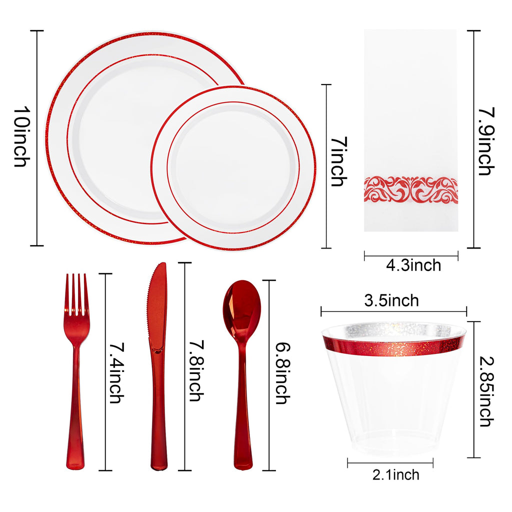 700-Piece Red Disposable Dinnerware Set