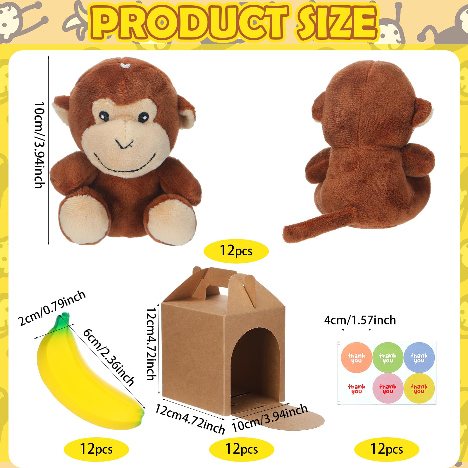 JolliLudo 48 Pcs Adopt a Monkey Plush Party Favors Curious Supplies