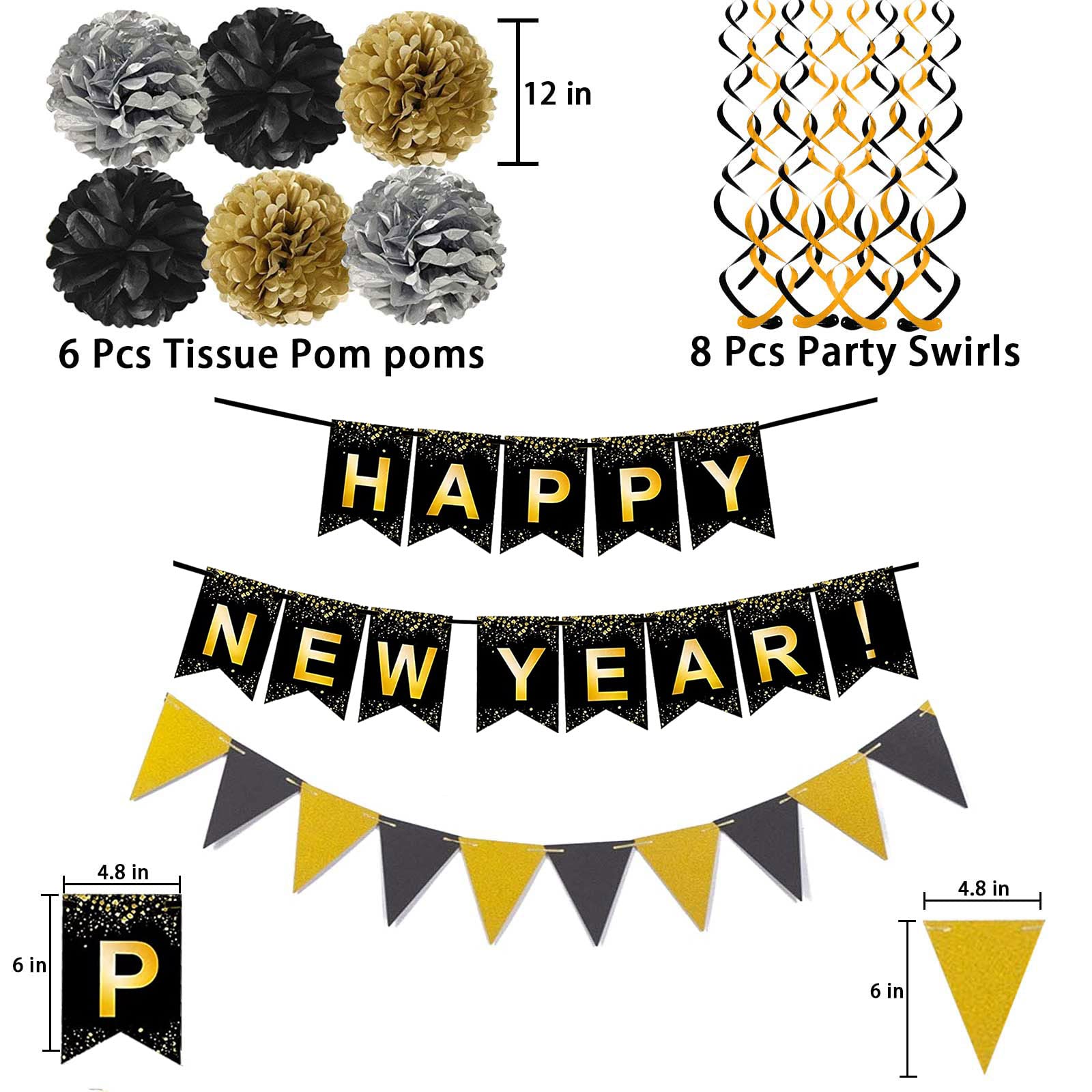 Black & Gold New Year Decoration Set