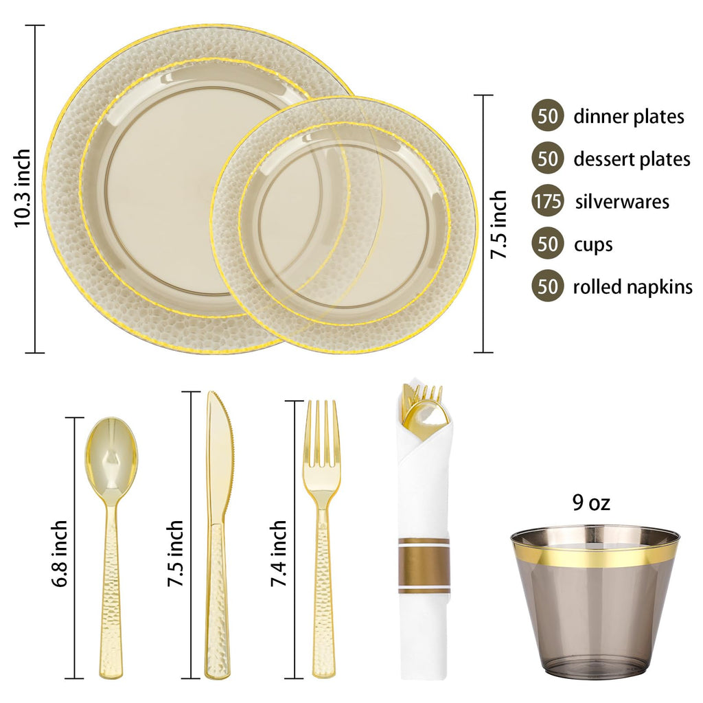 Bestluck Clear Plastic Dinnerware Set
