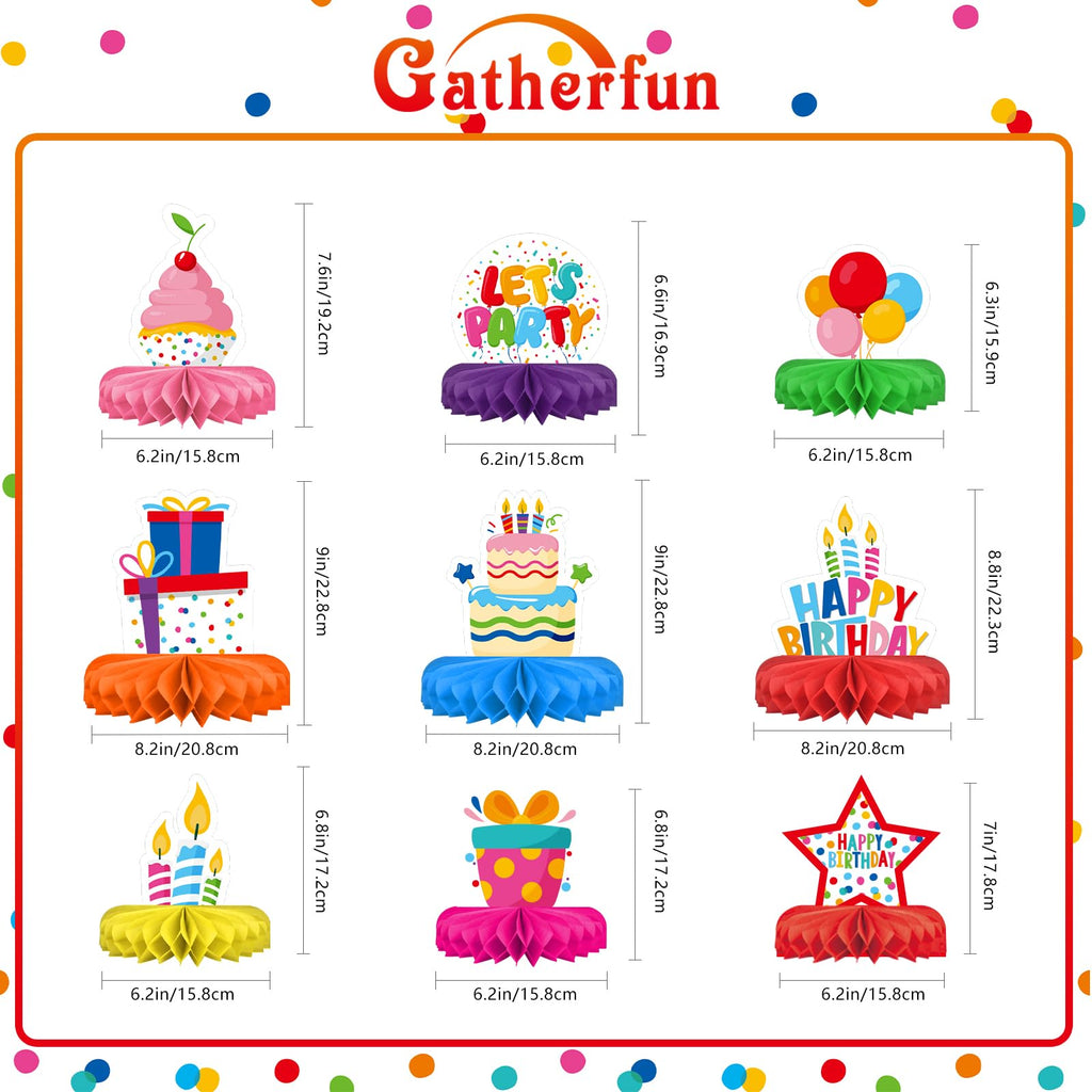 Birthday Decorations Set - Birthday Themed Honeycomb Centerpiece, Table Decoration for Kids' Birthday Party Supplies