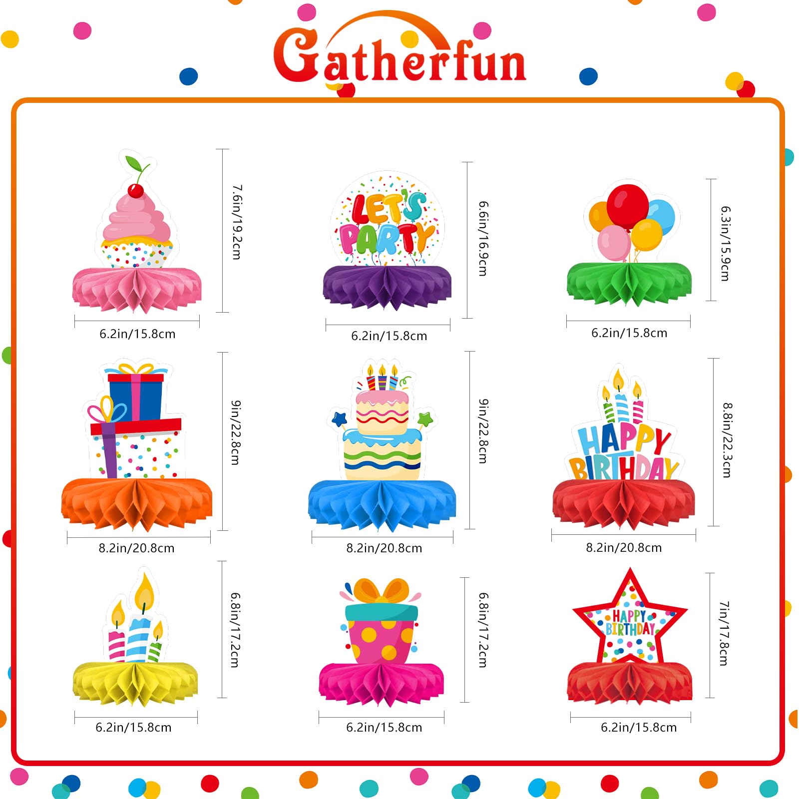 Birthday Decorations Set - Birthday Themed Honeycomb Centerpiece, Table Decoration for Kids' Birthday Party Supplies