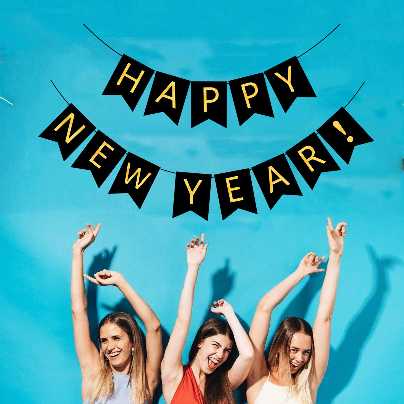 Black & Gold Happy New Year Banner