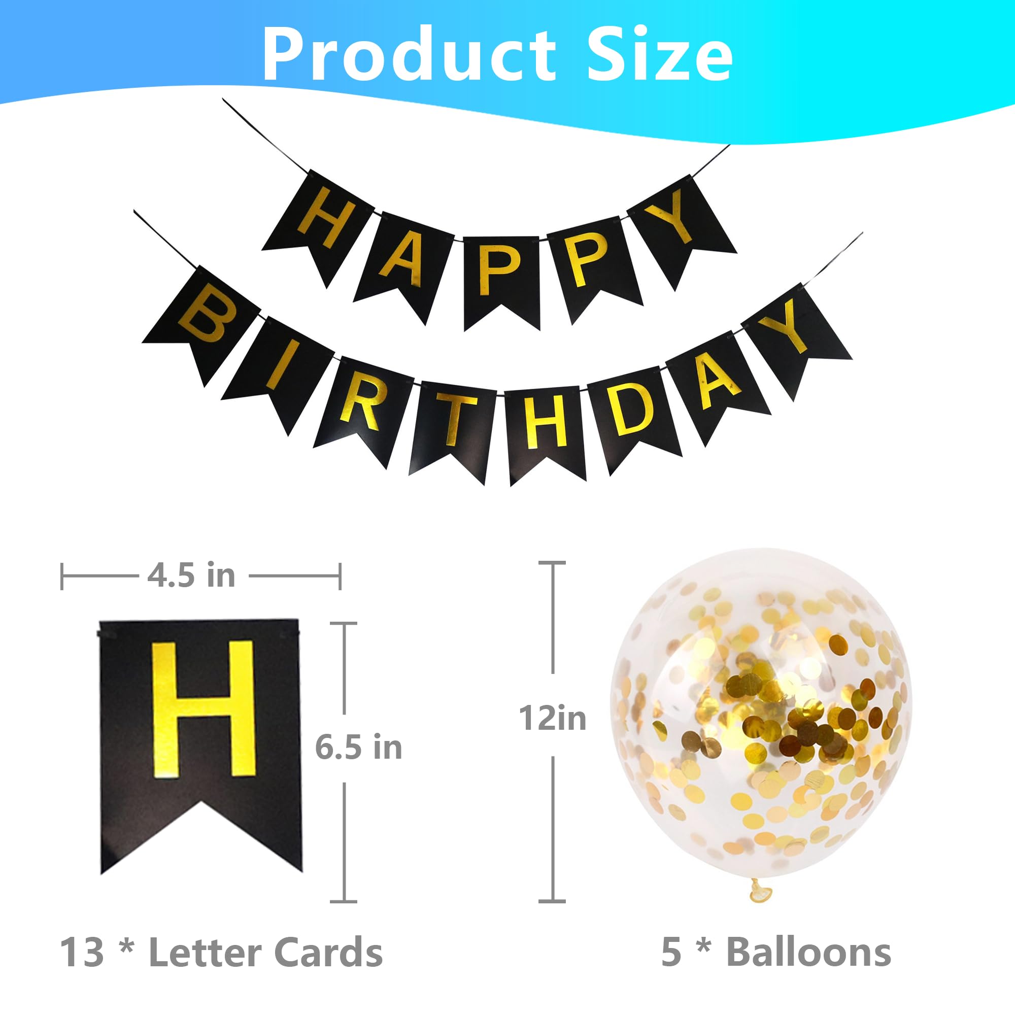 Happy Birthday Banner with Gold Balloons