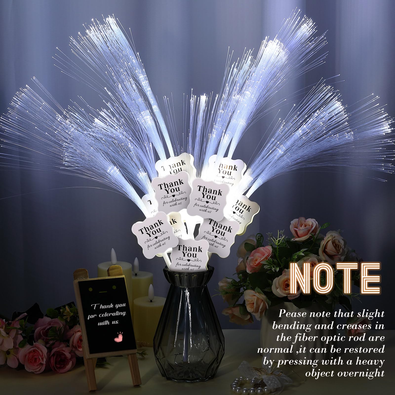 White LED Fiber Optic Glow Wands