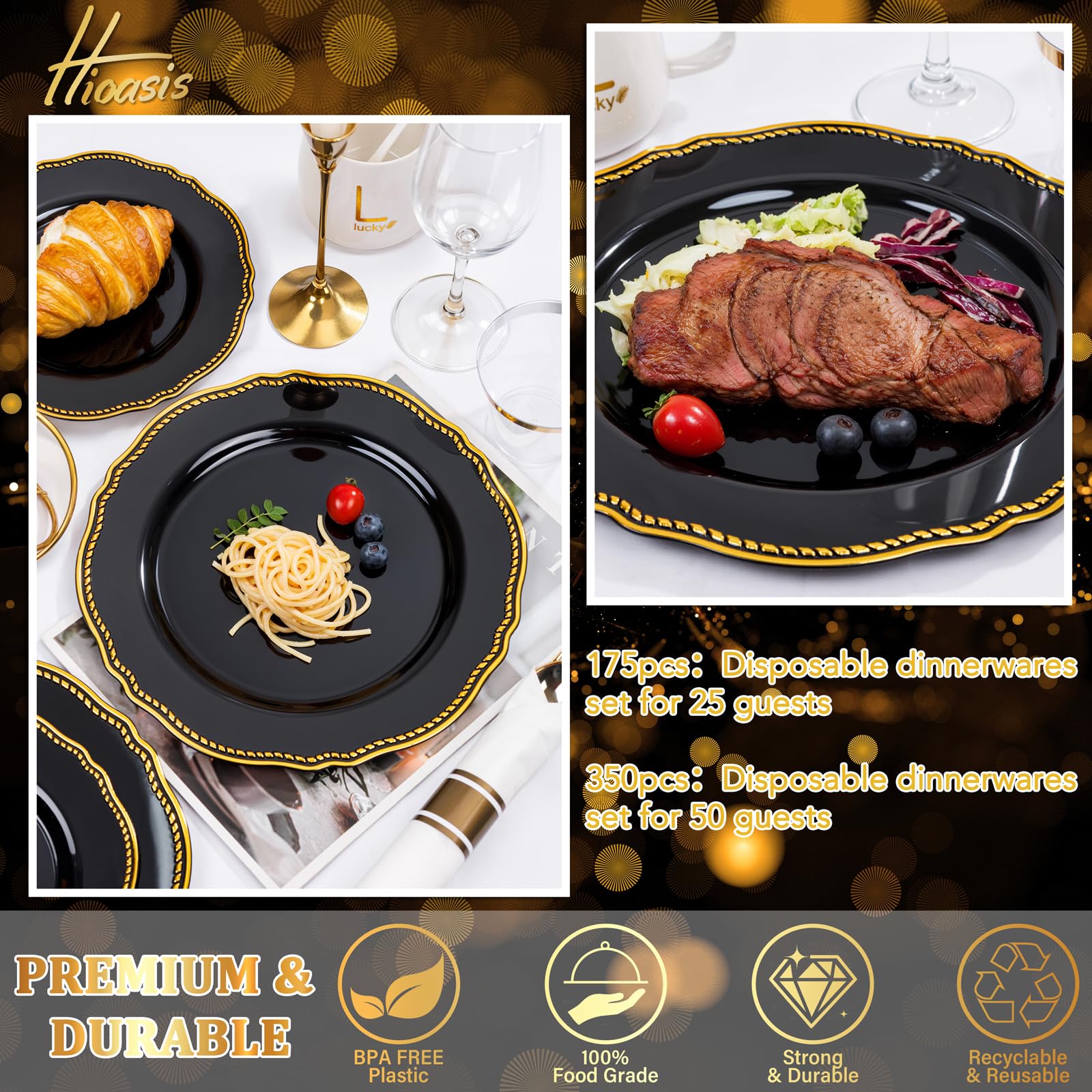 Hioasis Plastic Sets Disposable - Plastic Plates Set