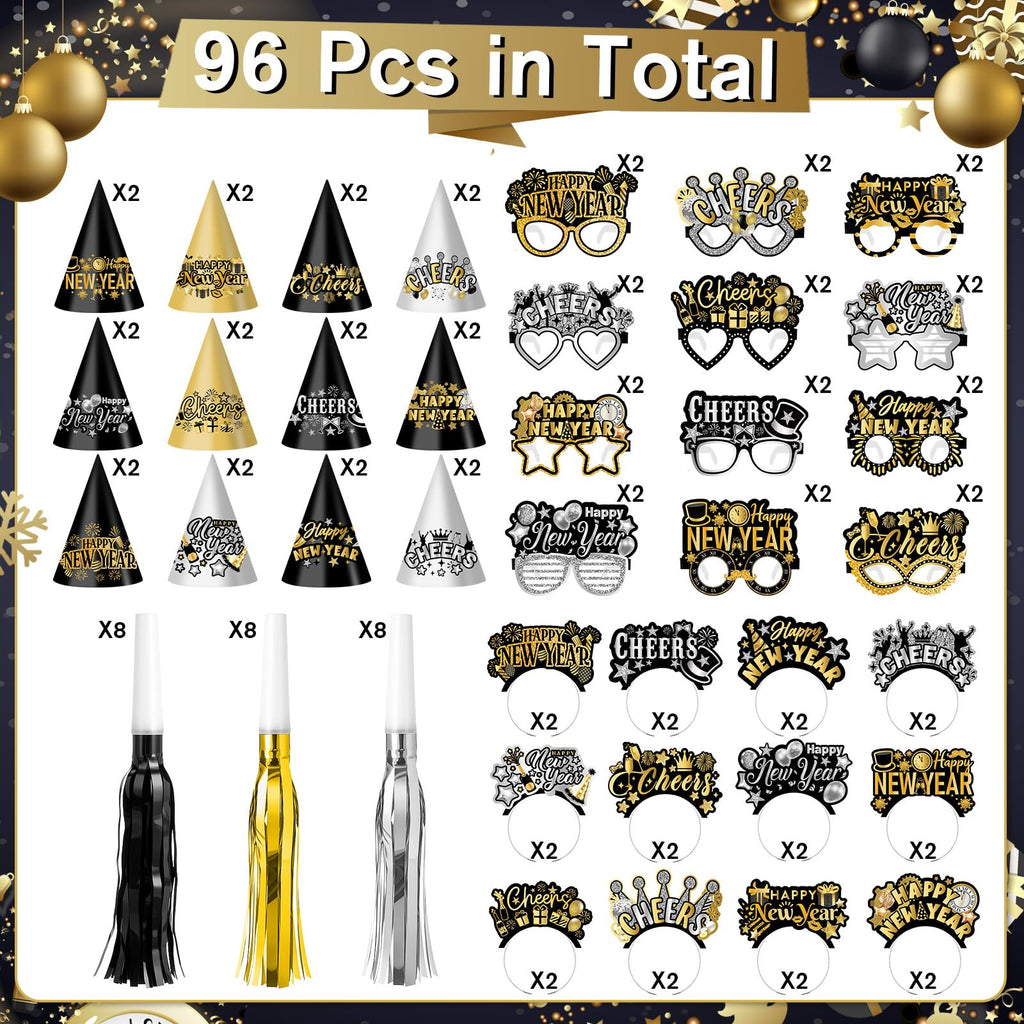 96 Pcs New Year Eve Party Supplies 2026 Happy New Year Eve Party Favors