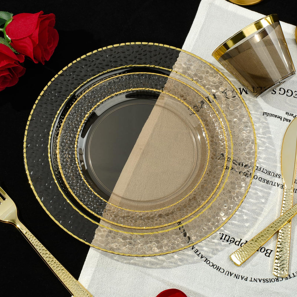 Bestluck Clear Plastic Dinnerware Set