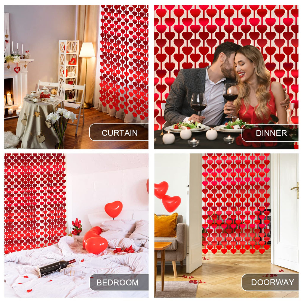 Valentine's Day Party Decorations Red Heart Foil Fringe Curtains