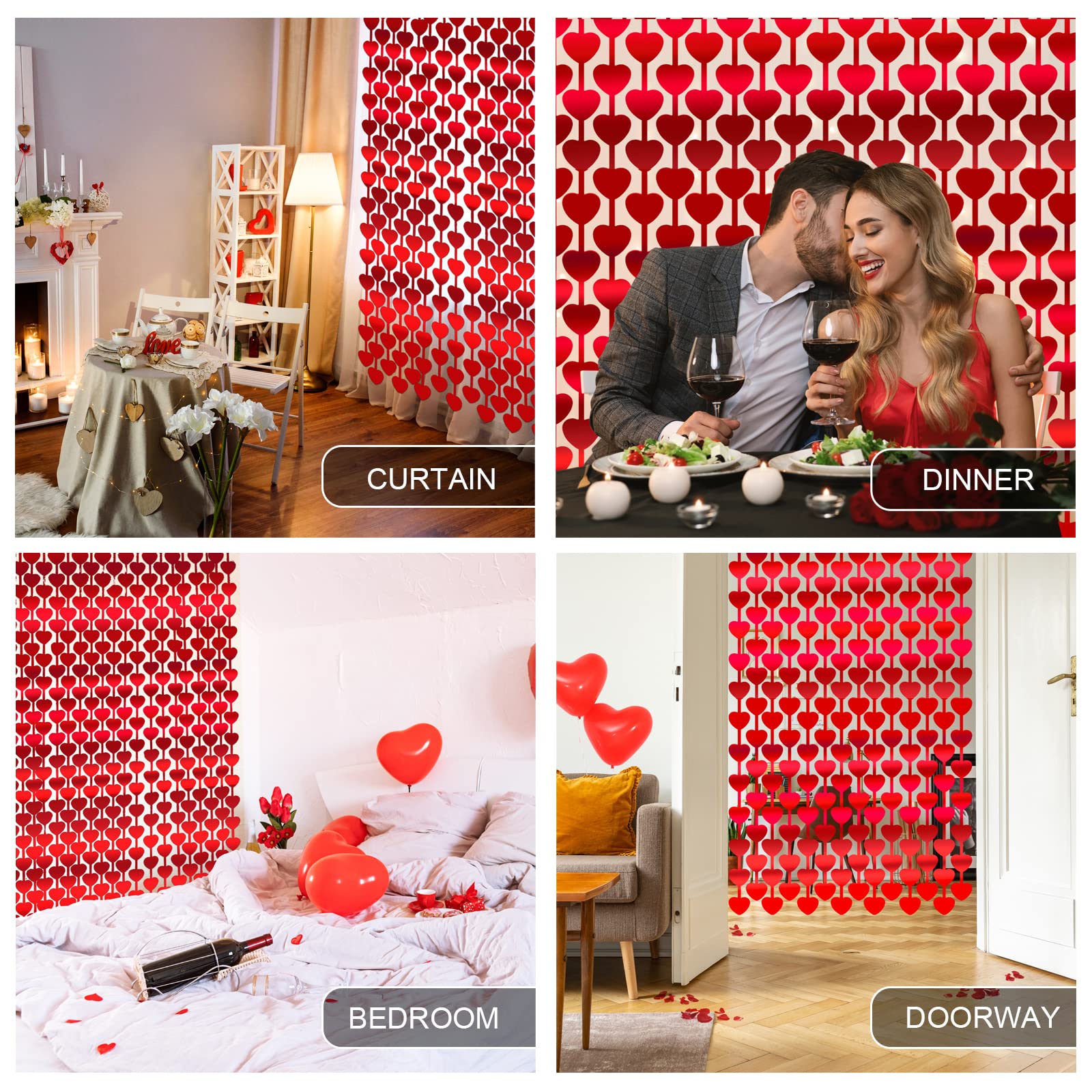 Valentine's Day Party Decorations Red Heart Foil Fringe Curtains