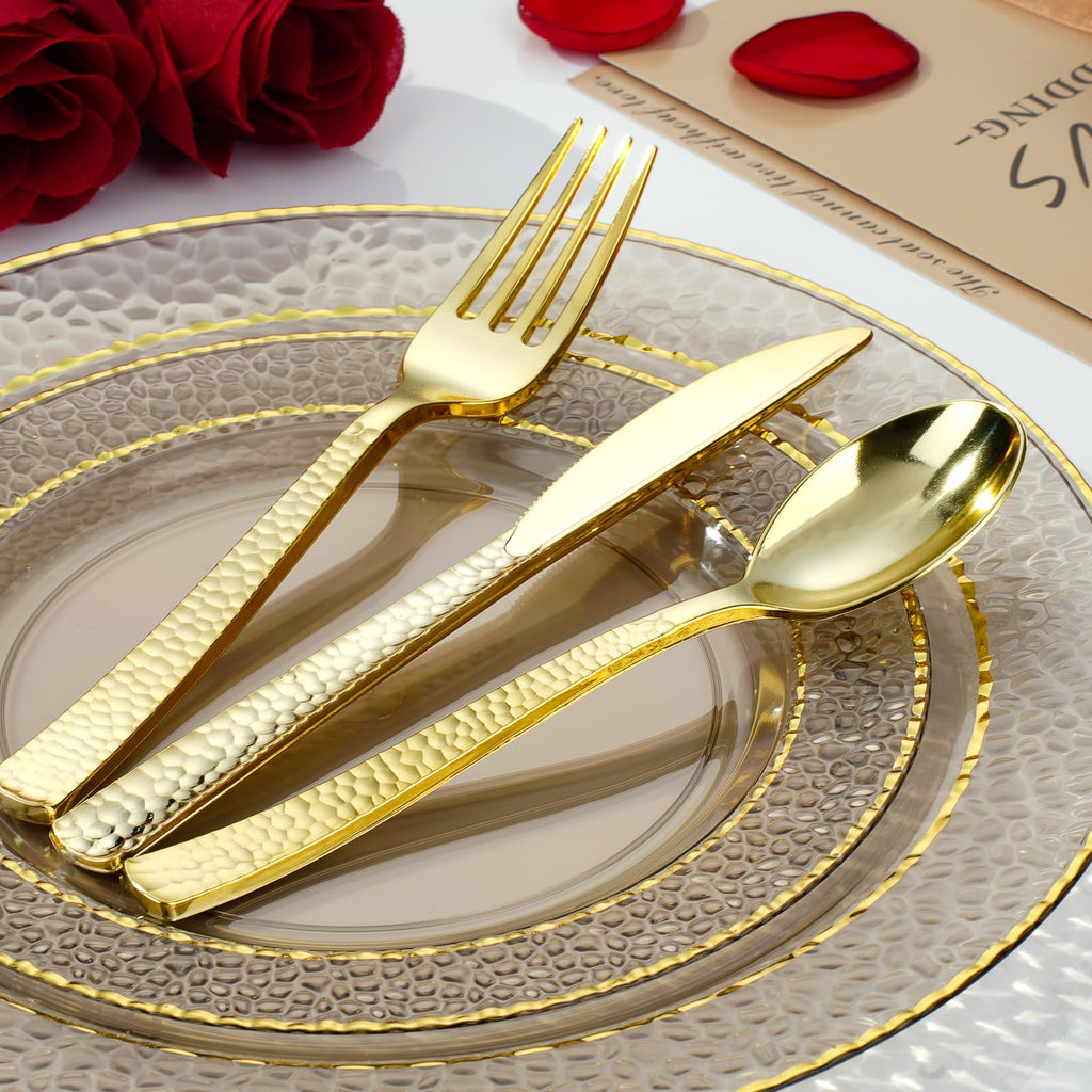 Bestluck Clear Plastic Dinnerware Set