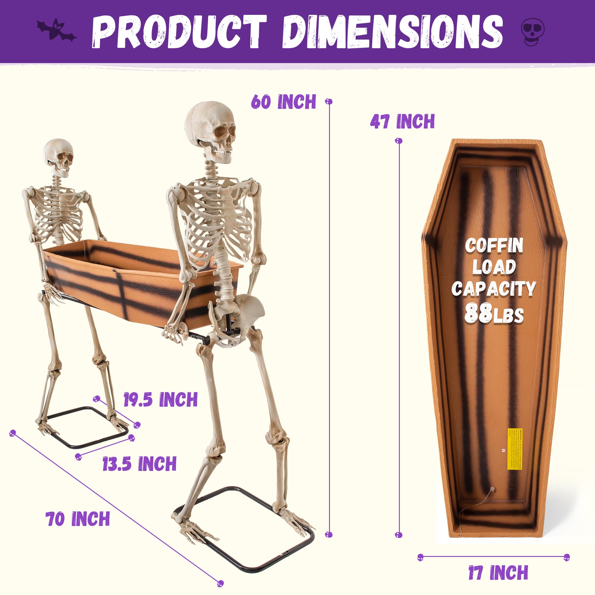 5FT Skeleton Coffin Halloween Decoration