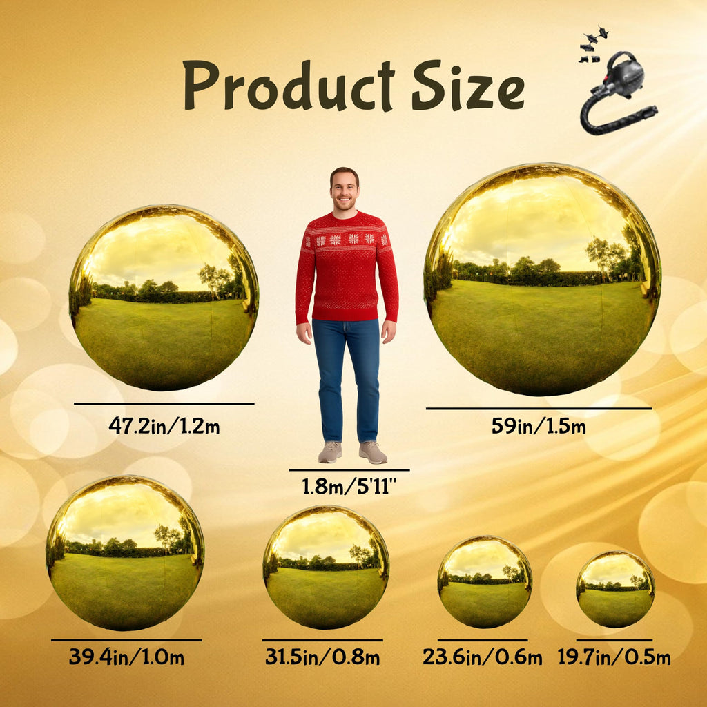Joyaura 6-Pc Inflatable Mirror Ball Set, Large Shiny Decor Balls