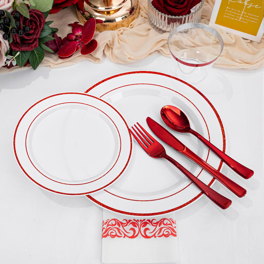 700-Piece Red Disposable Dinnerware Set