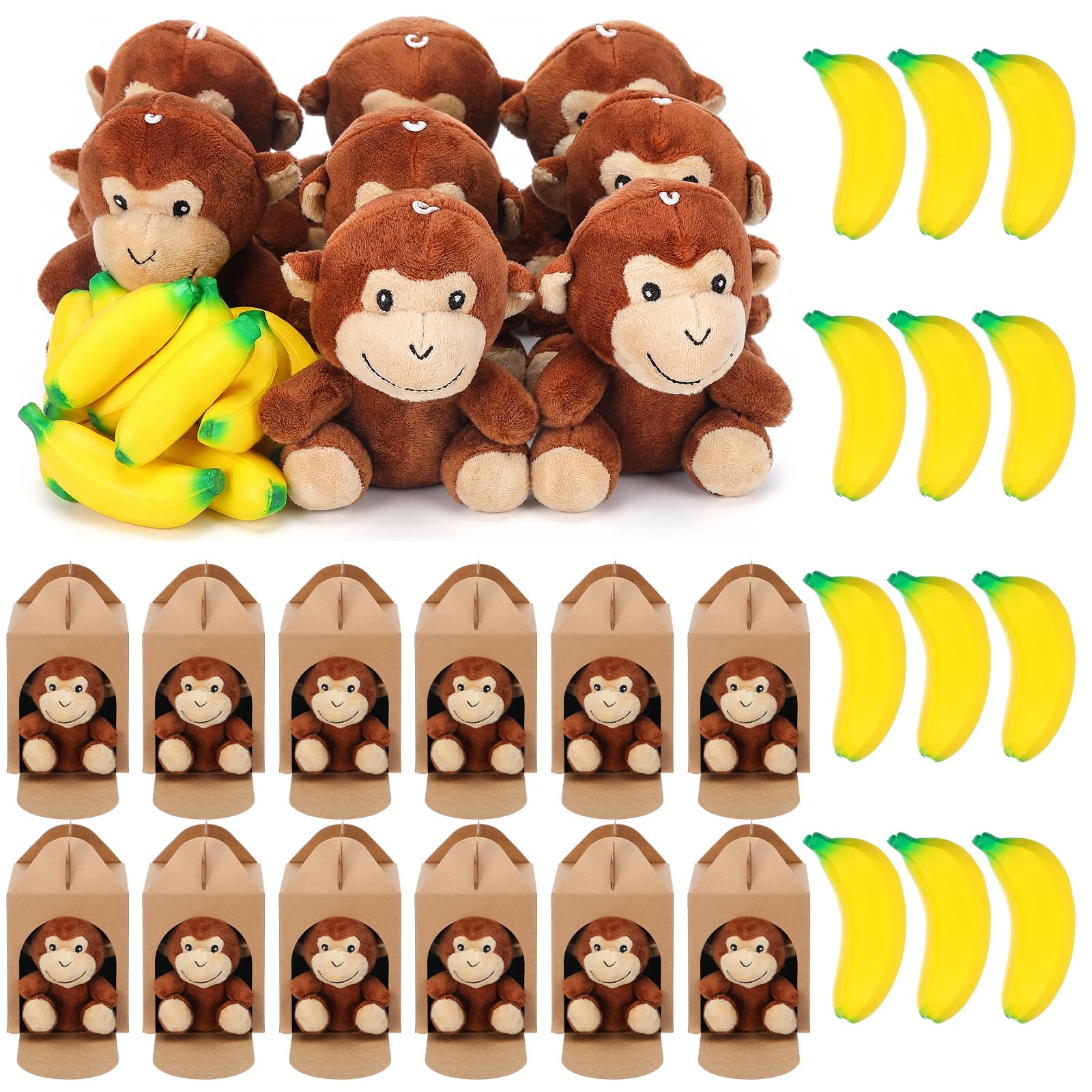 JolliLudo 48 Pcs Adopt a Monkey Plush Party Favors Curious Supplies