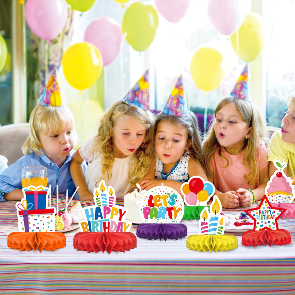 Birthday Decorations Set - Birthday Themed Honeycomb Centerpiece, Table Decoration for Kids' Birthday Party Supplies