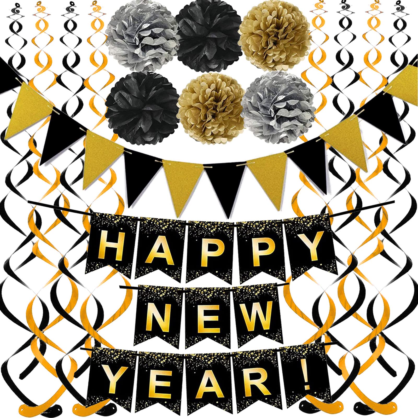 Black & Gold New Year Decoration Set
