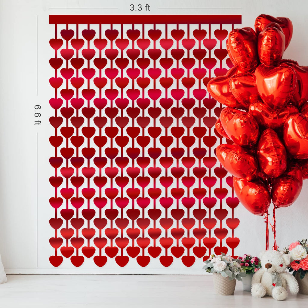 Valentine's Day Party Decorations Red Heart Foil Fringe Curtains