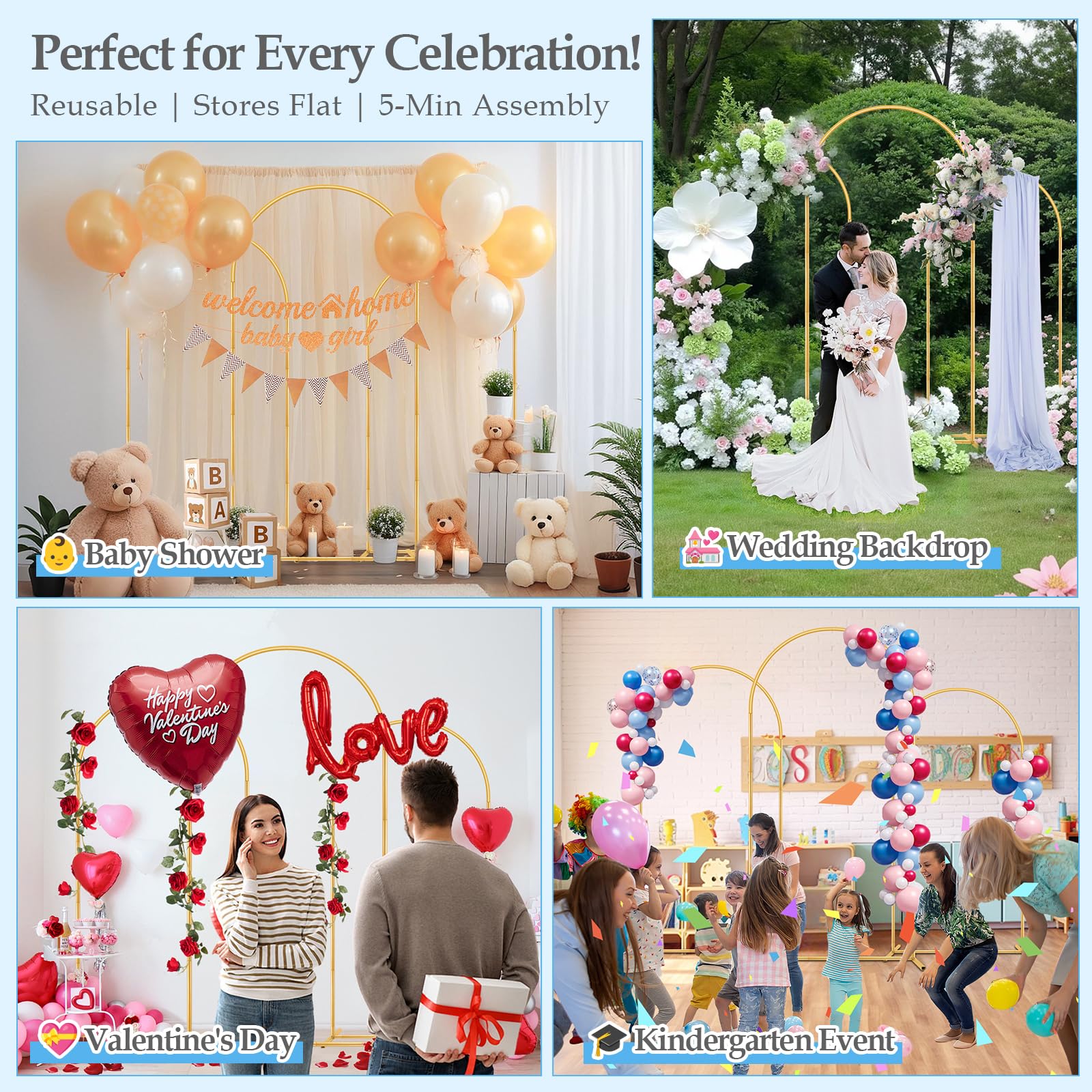 Antizz Wedding Arch Backdrop Stand Set of 3