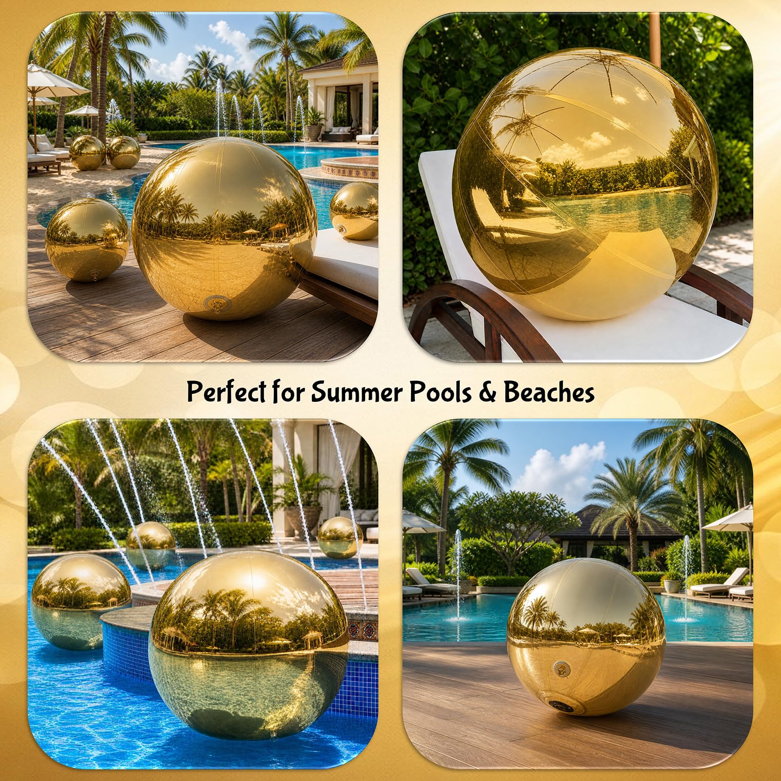 Joyaura 6-Pc Inflatable Mirror Ball Set, Large Shiny Decor Balls