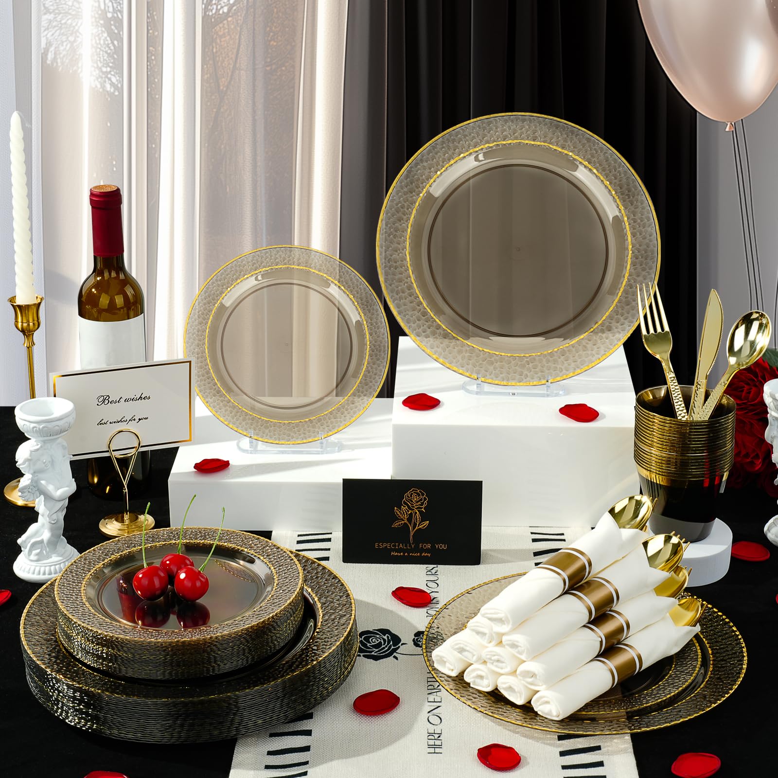 Bestluck Clear Plastic Dinnerware Set