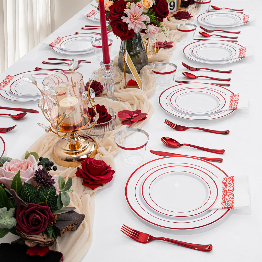 700-Piece Red Disposable Dinnerware Set