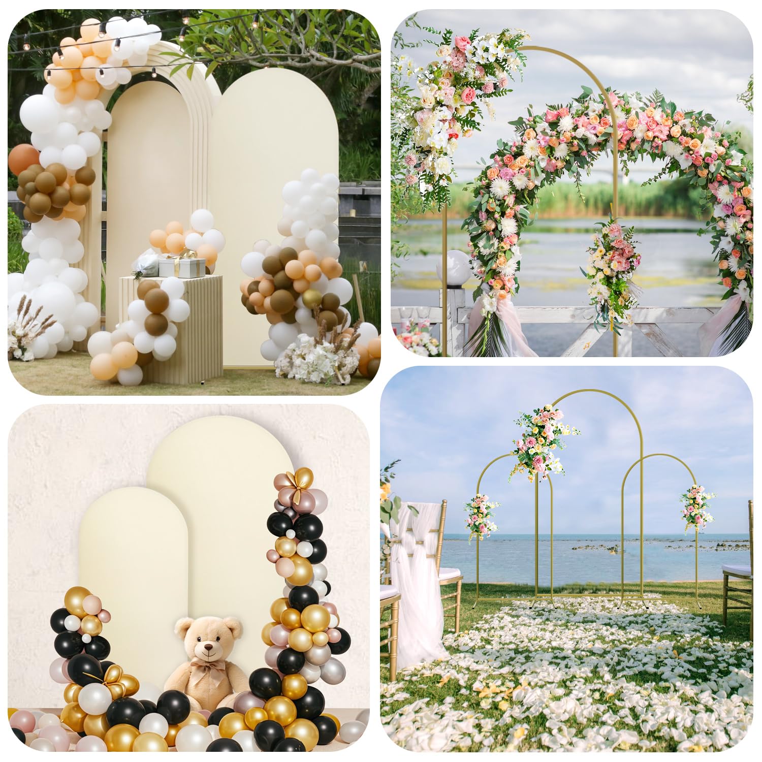 3-Piece Gold Arch Backdrop Stand Set