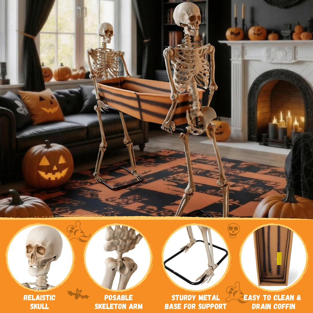 5FT Skeleton Coffin Halloween Decoration