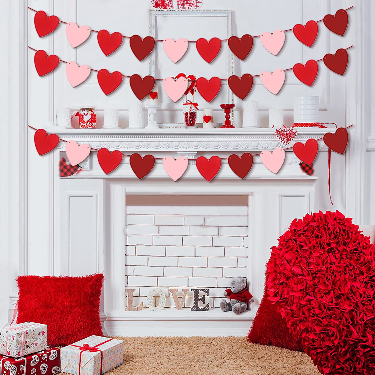 4-Piece Valentine Heart Garland Set