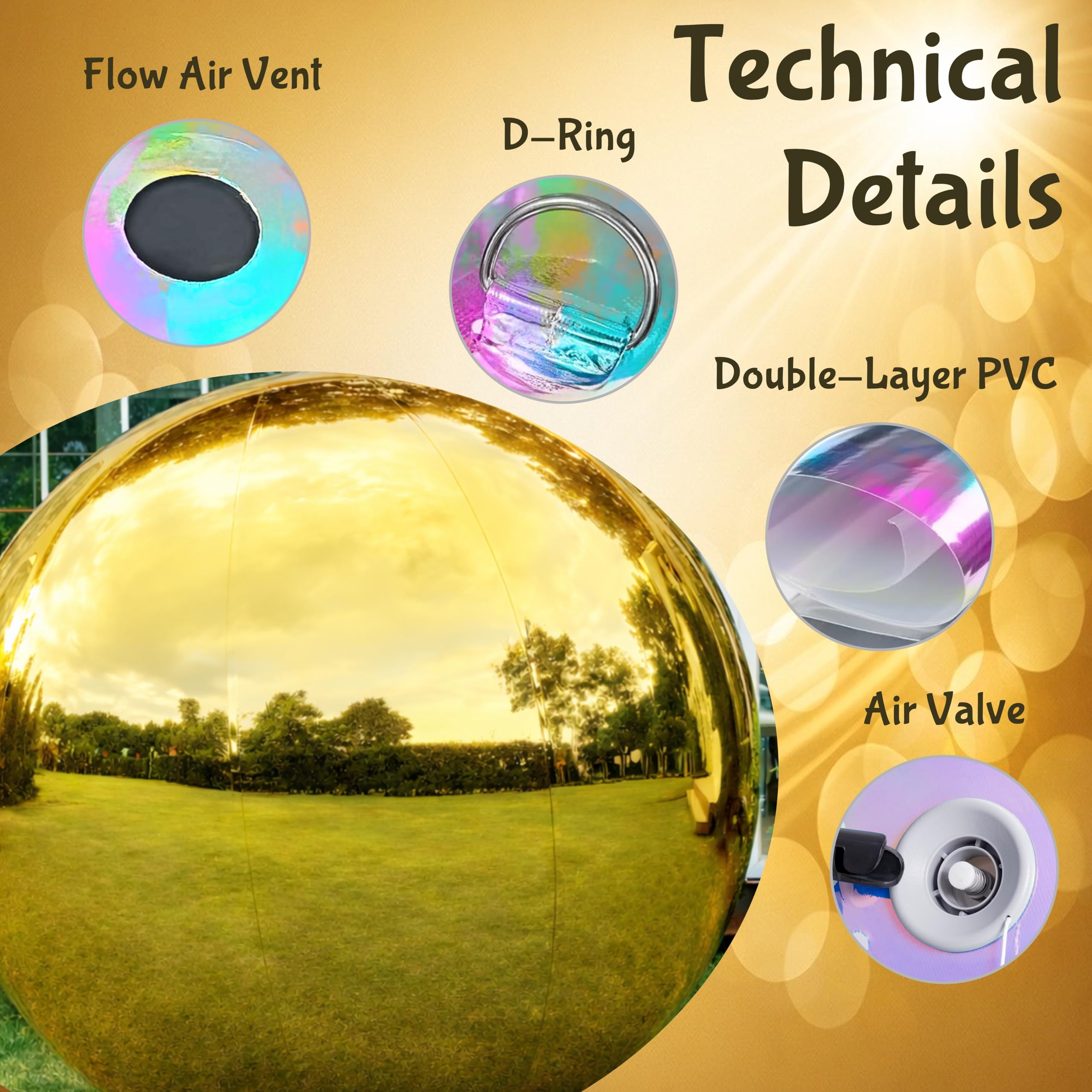 Joyaura 6-Pc Inflatable Mirror Ball Set, Large Shiny Decor Balls