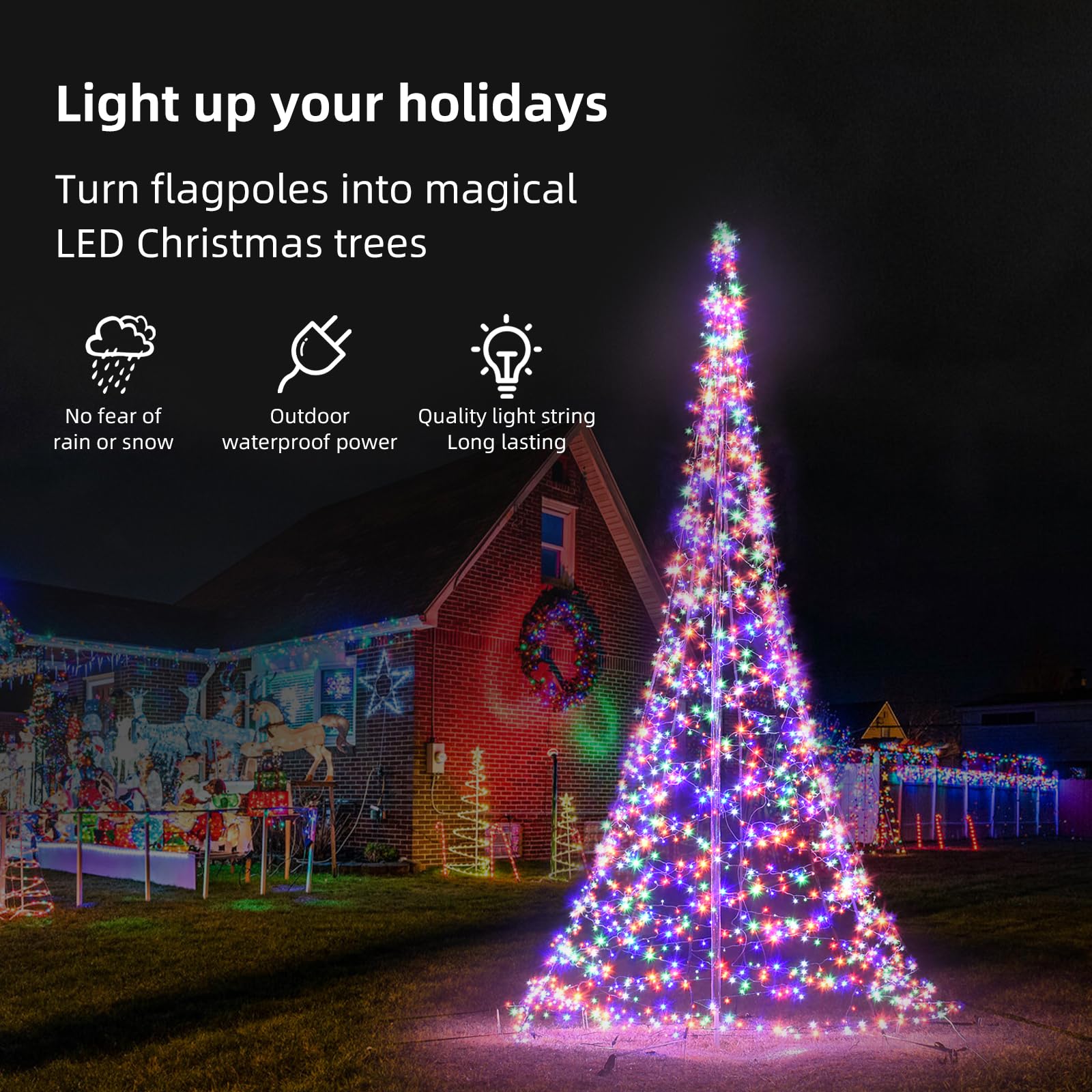 Flagpole LED Christmas Tree